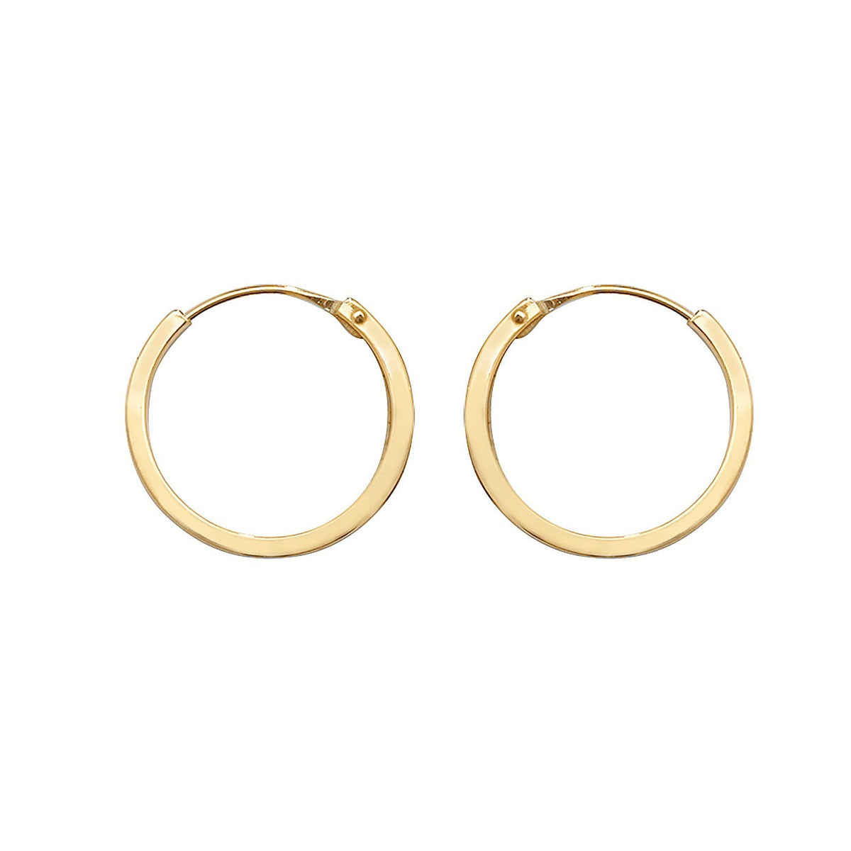 9ct Yellow Gold Sleeper Hoop Earrings 375 Hallmarked 8mm - 14mm Diameter