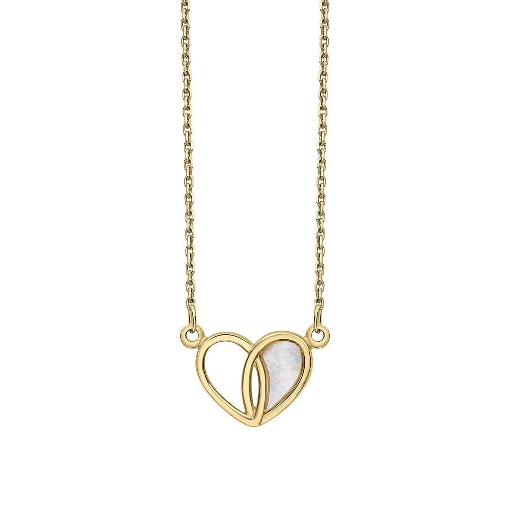 Heart Pearl Necklace 9ct Yellow Gold 375 Hallmark British Made Length 46cm