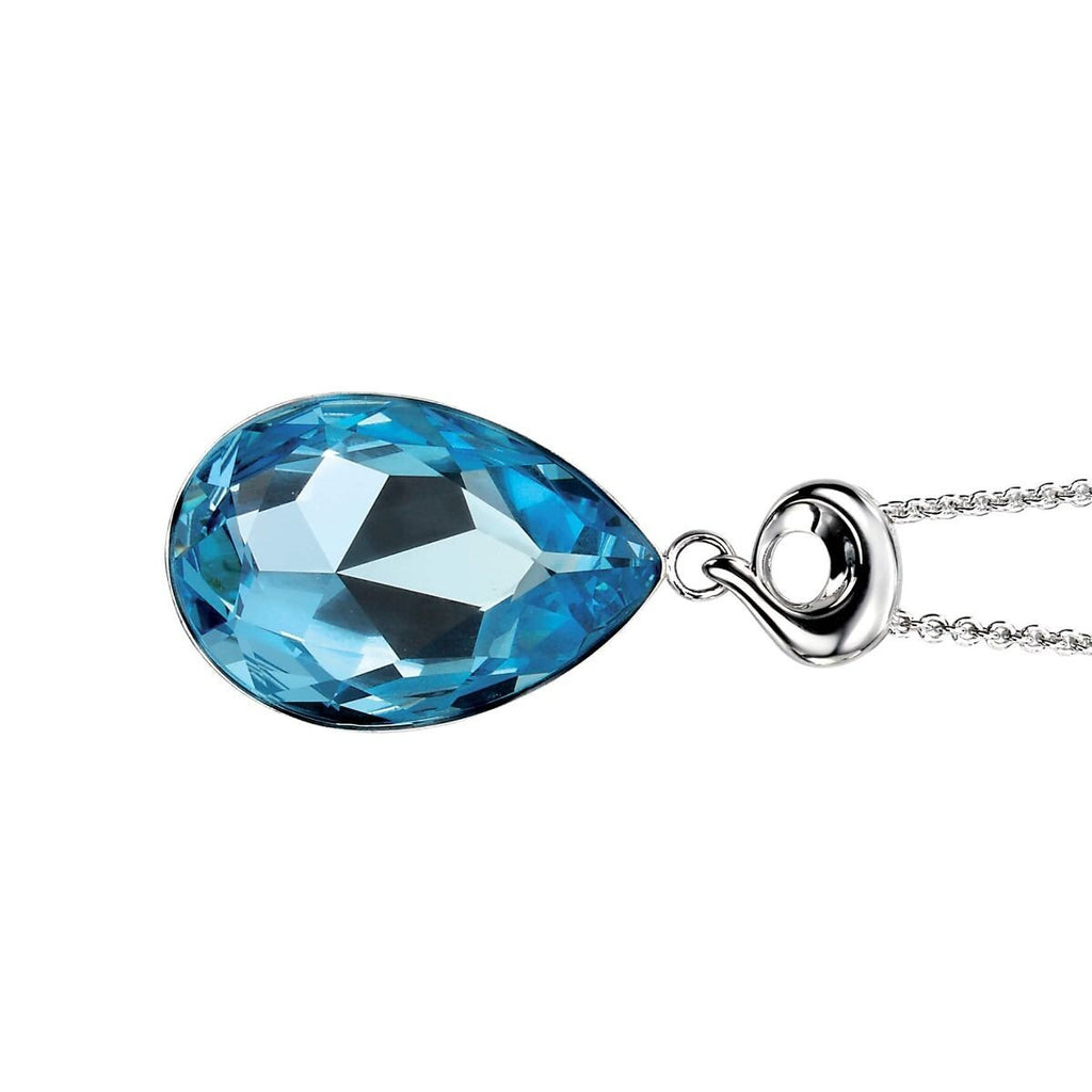 Large Teardrop Aquamarine Pendant Sterling Silver 925 Hallmark All Chain Lengths