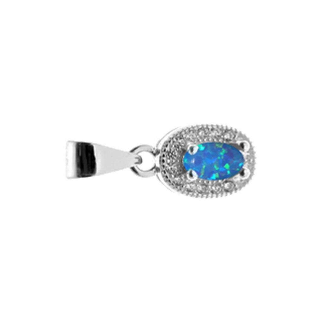 Halo Opal Pendant Sterling Silver 925 Hallmarked All Chain Lengths Brand New