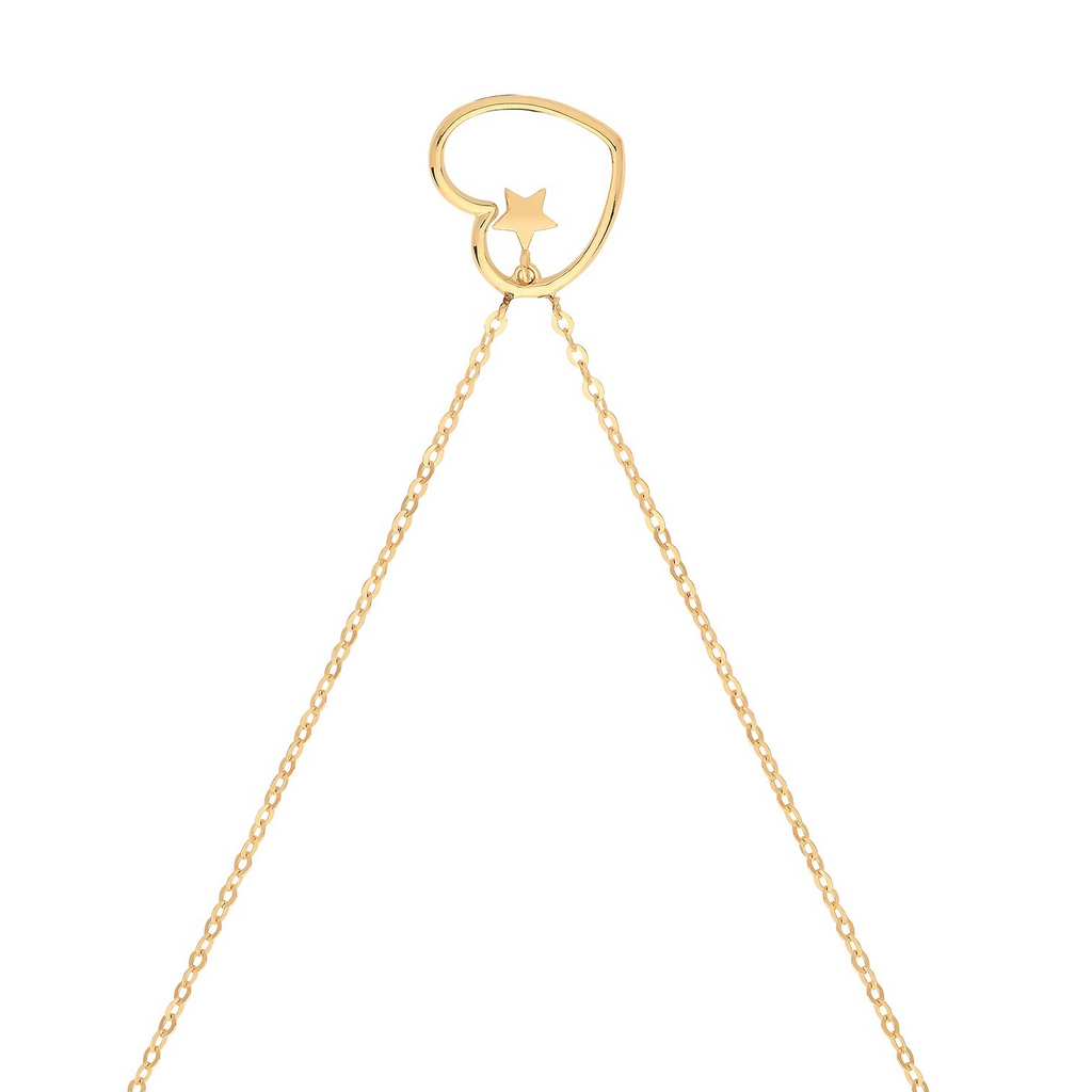 Ladies Asymmetrical Heart Necklace 9ct Yellow Gold 375 Hallmarked British Made