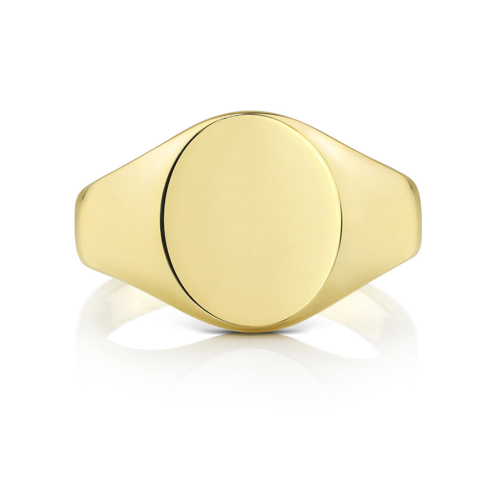 Gents Oval Signet Ring Solid 9ct Yellow Gold Hallmarked Pinky Engagement Wedding