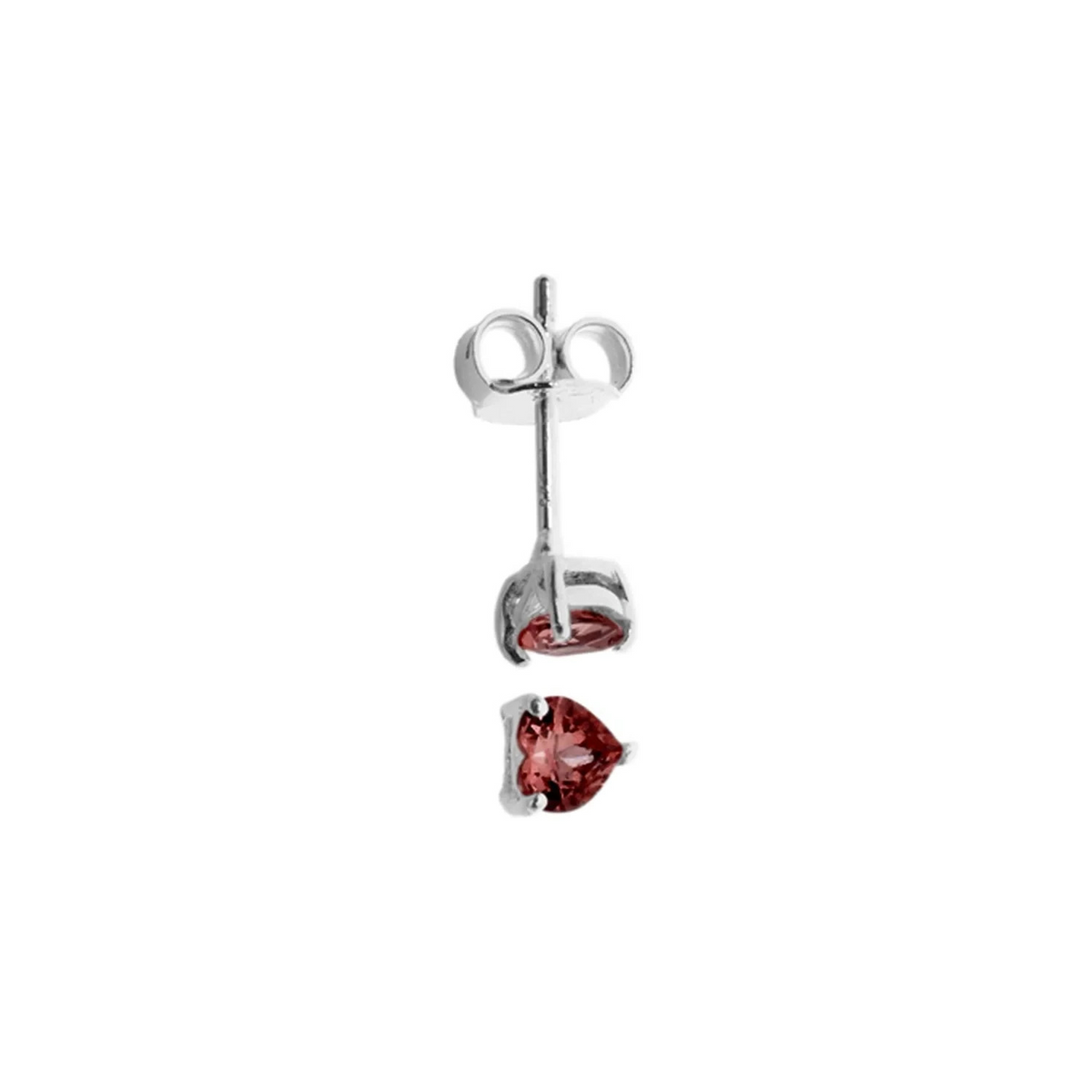 Heart Natural Garnet Stud Earrings Sterling Silver 925 Hallmarked British Made