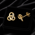 4 Stone Infinity Stud Earrings 9ct Yellow Gold 375 Hallmarked Brand New Boxed
