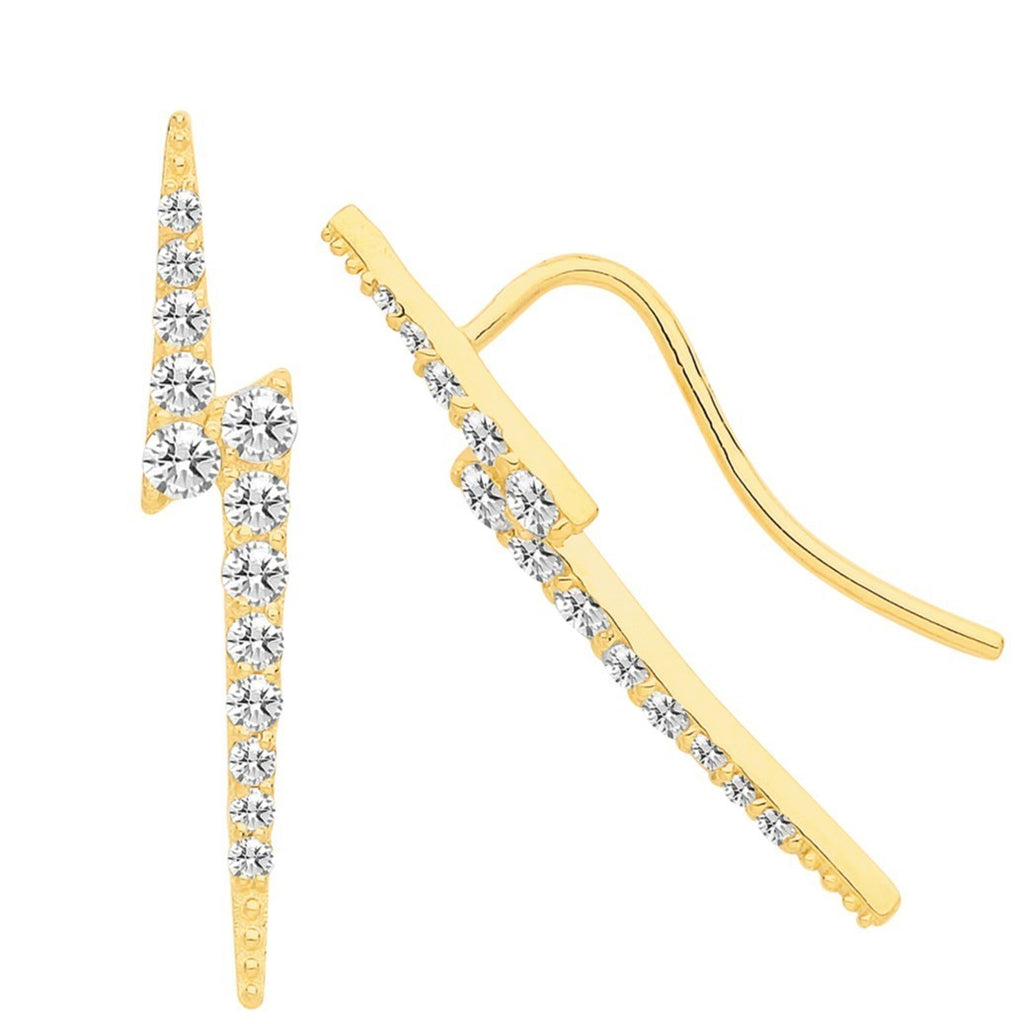 Lightining Bolt Stud Earrings 9ct Yellow Gold 375 Hallmarked Brand New Boxed