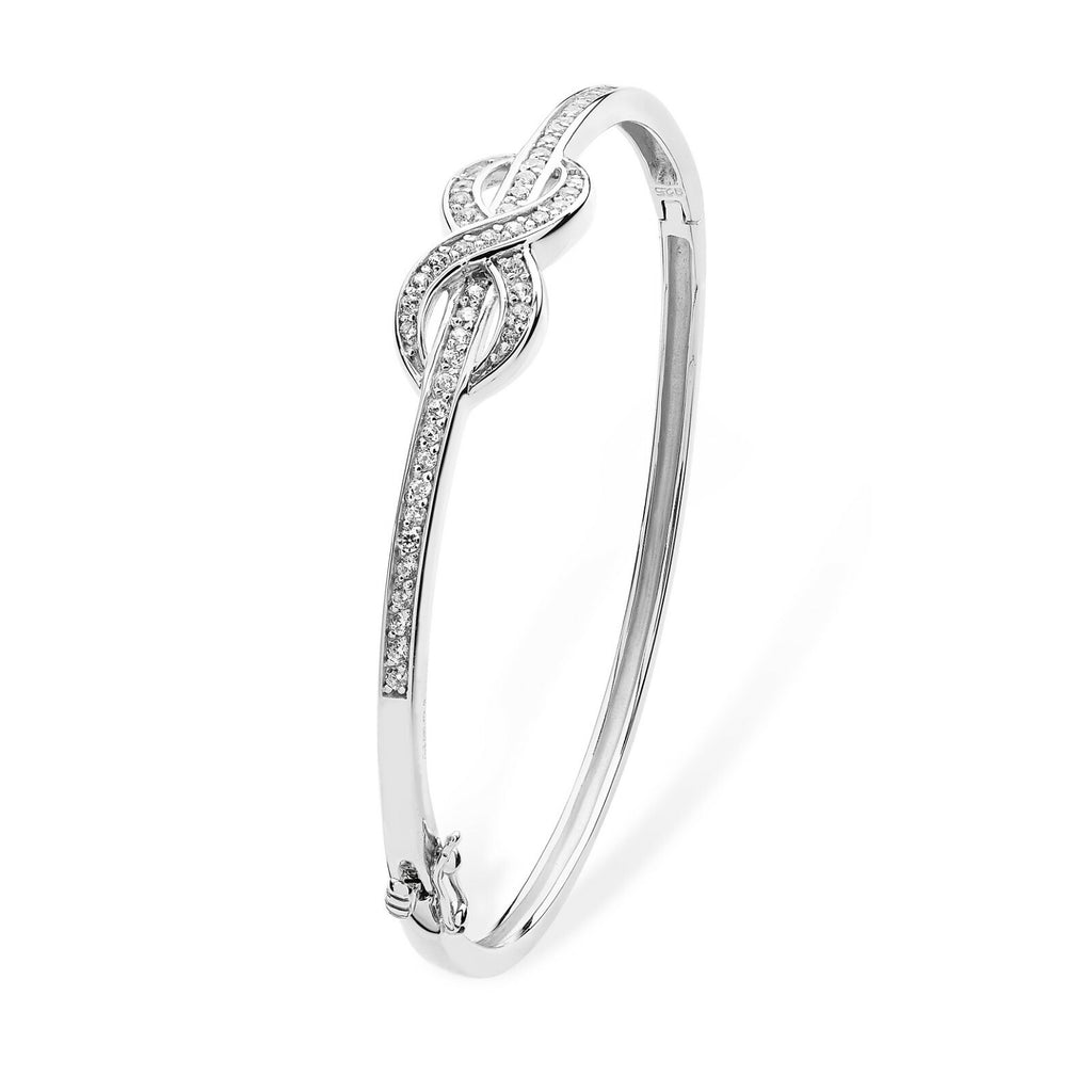 Sterling Silver Infinity Bangle Gemstone British Made Hallmarked Brand New 