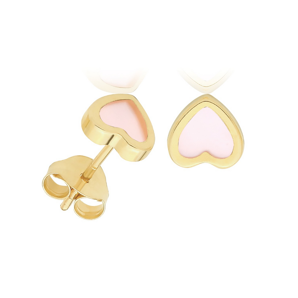 Flush Natural Pearl Heart Stud Earrings 9ct Yellow Gold 375 Hallmarked Brand New