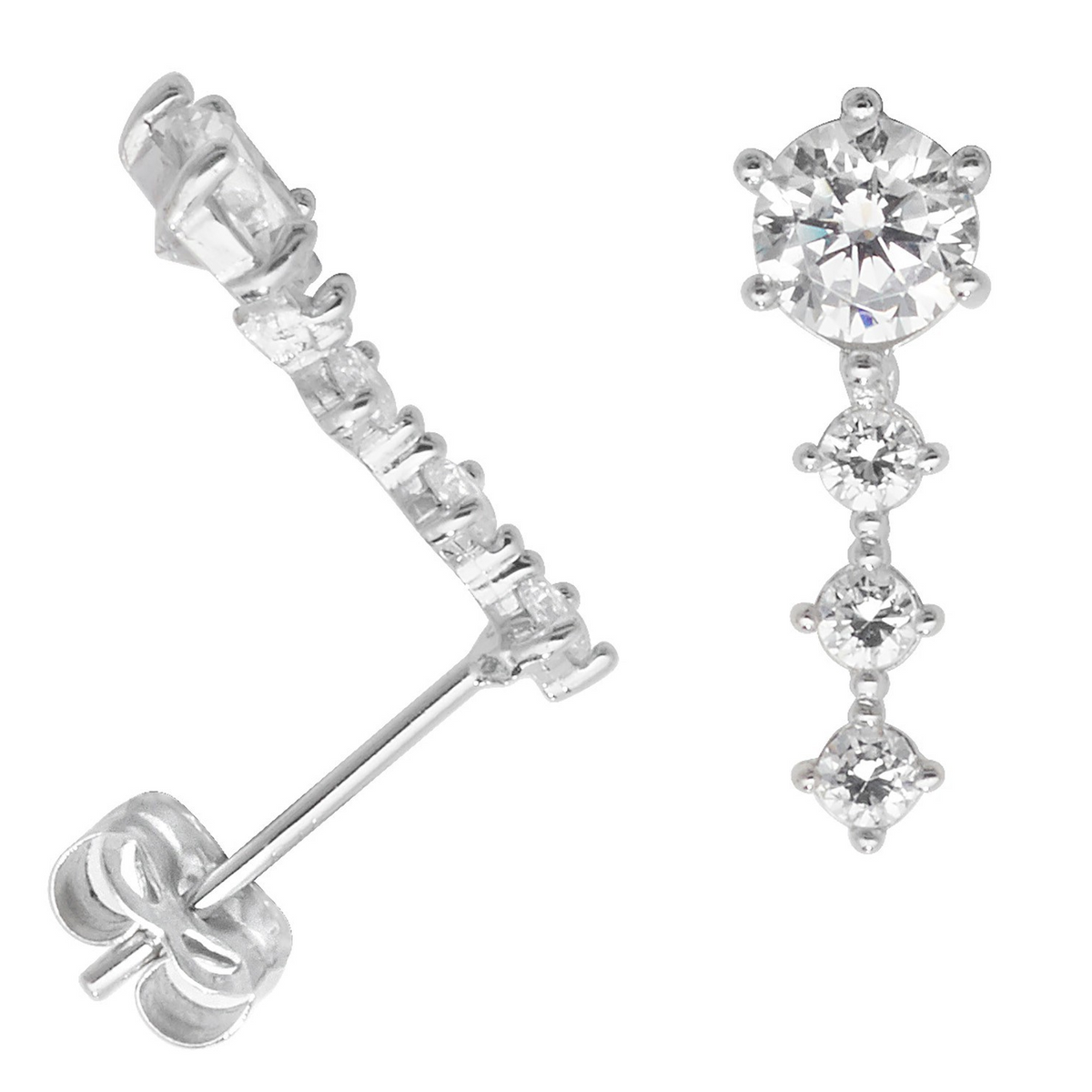 Prong 4 Stone Drop Earrings 9ct White Gold 375 Hallmarked Brand New Boxed