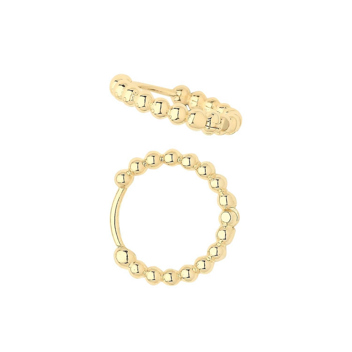 9ct Yellow Gold Bobble Hoop Earrings British Made 375 Hallmarked Brand New Boxed