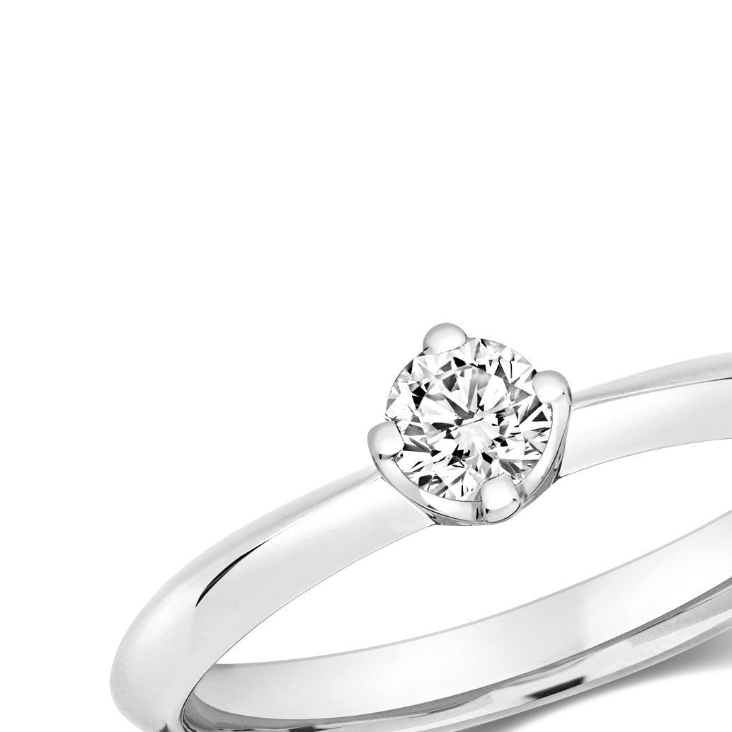 Solitaire Natural Diamond Ring 18ct White Gold Hallmarked Sizes J - N