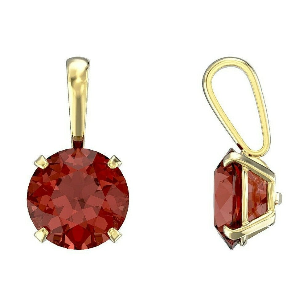 Ruby Pendant and Earrings Set Solid Yellow Gold Solitaire 18" Chain Hallmarked