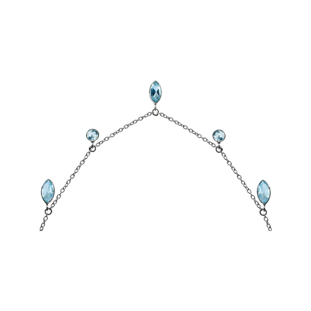 Marquise Blue Topaz Necklace Sterling Silver 925 Hallmarked British Made