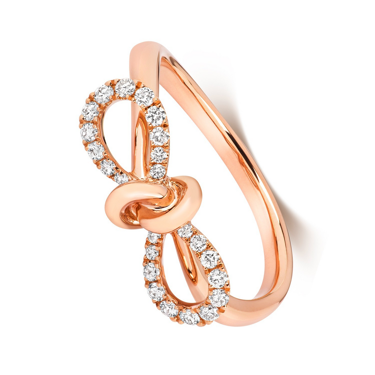 24 Natural Diamond Bow Ring 18ct Rose Gold Hallmarked Sizes J - Q