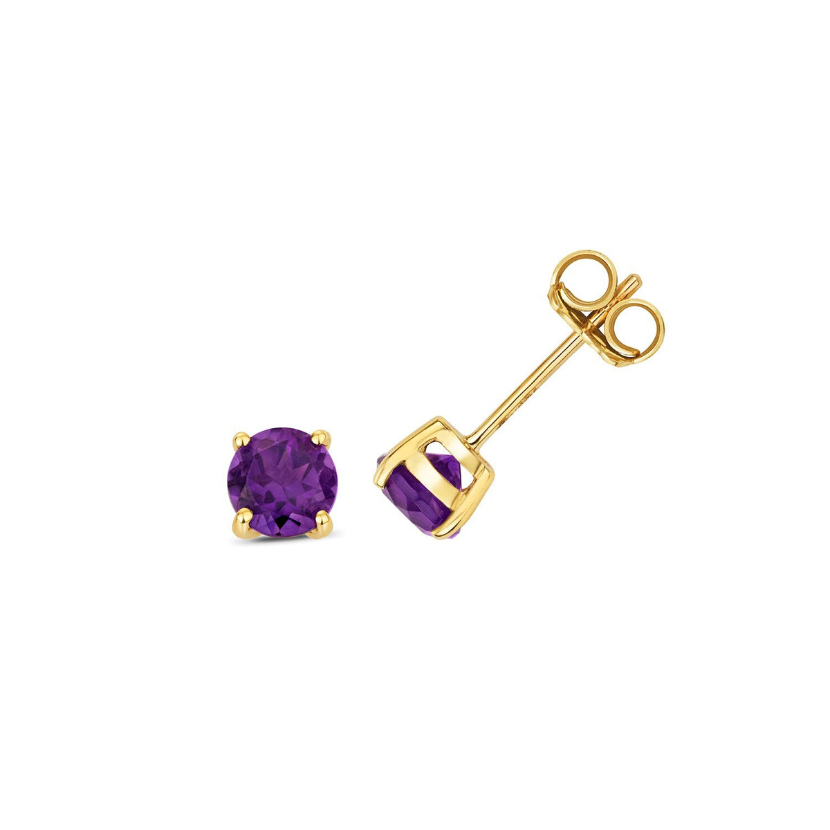 Yellow Gold 4 Claw Amethyst Earrings 9ct 375 Hallmarked New Boxed British Made