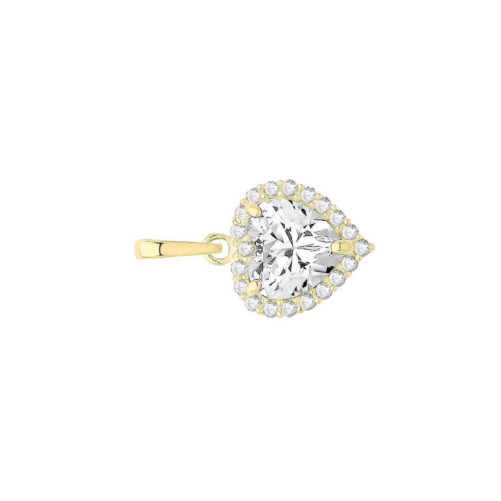 Heart Halo 9ct Yellow Gold Pendant 375 Hallmark British Made All Chain Lengths