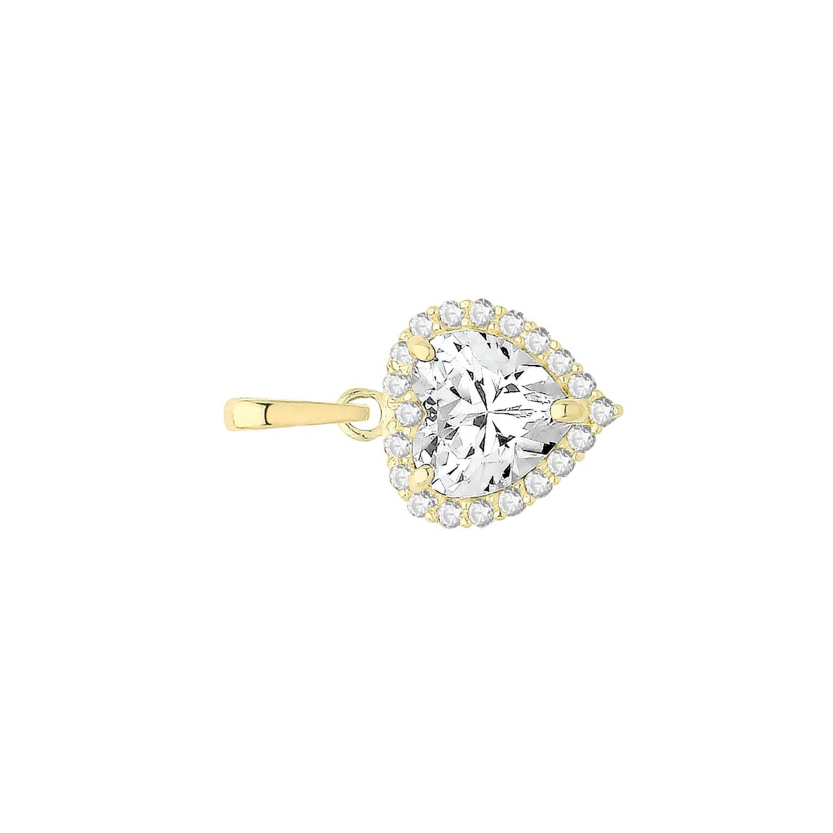 Heart Halo 9ct Yellow Gold Pendant 375 Hallmark British Made All Chain Lengths
