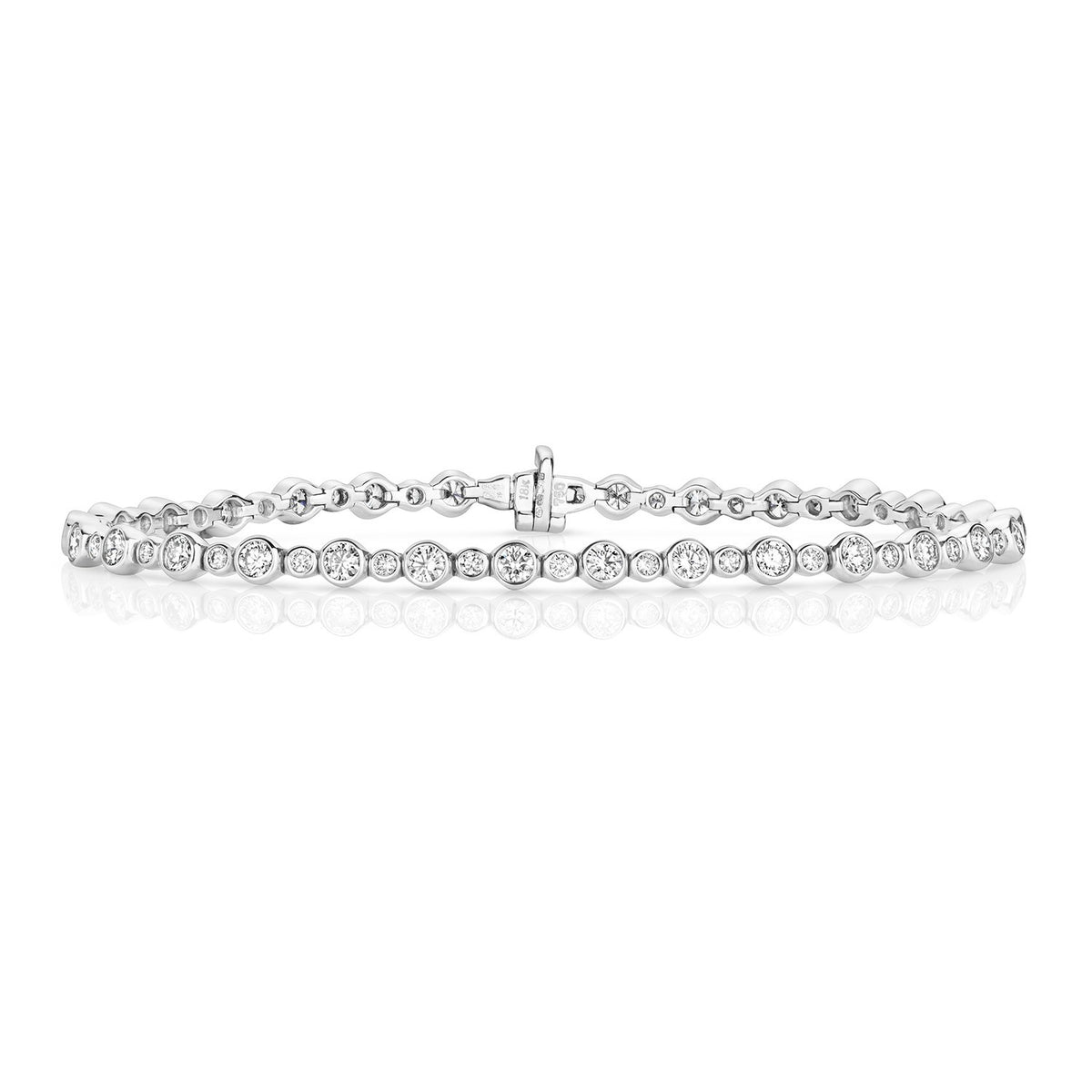 Flush Natural Diamond 18ct White Gold Bracelet 375 Hallmarked British Made