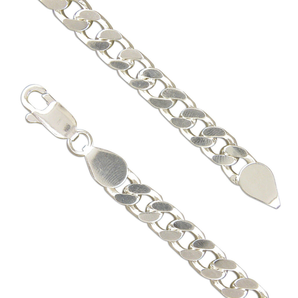 Gents Solid Sterling Silver Curb Chain Bracelet British Made 925 Hallmarked