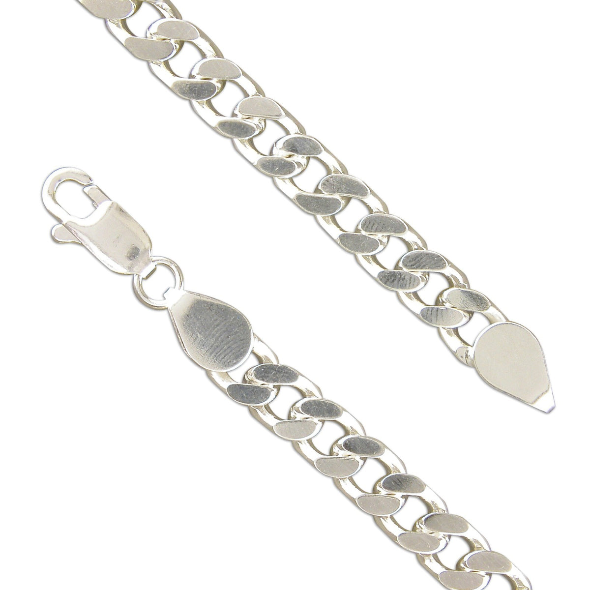 Gents Solid Sterling Silver Curb Chain Bracelet British Made 925 Hallmarked