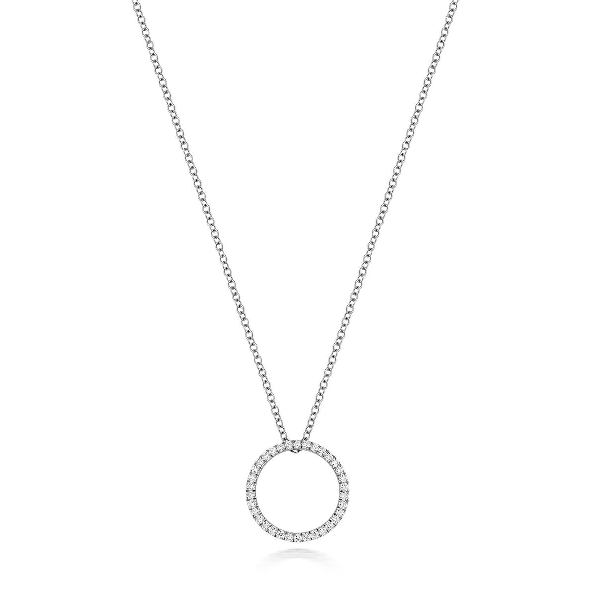 34 Natural Diamond Circle Necklace 18ct White Gold Hallmarked British Made
