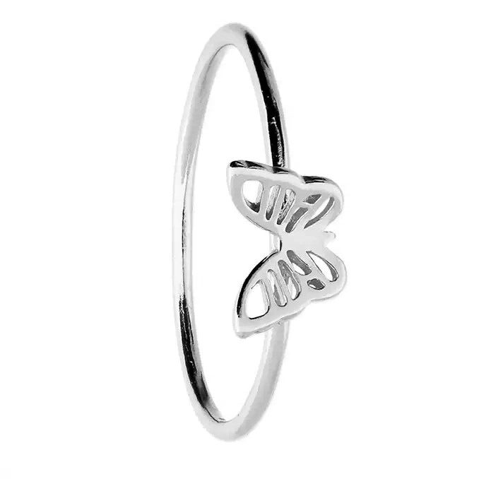 Cut Out Butterfly Ring Sterling Silver 925 Hallmarked British Made Size J - Q