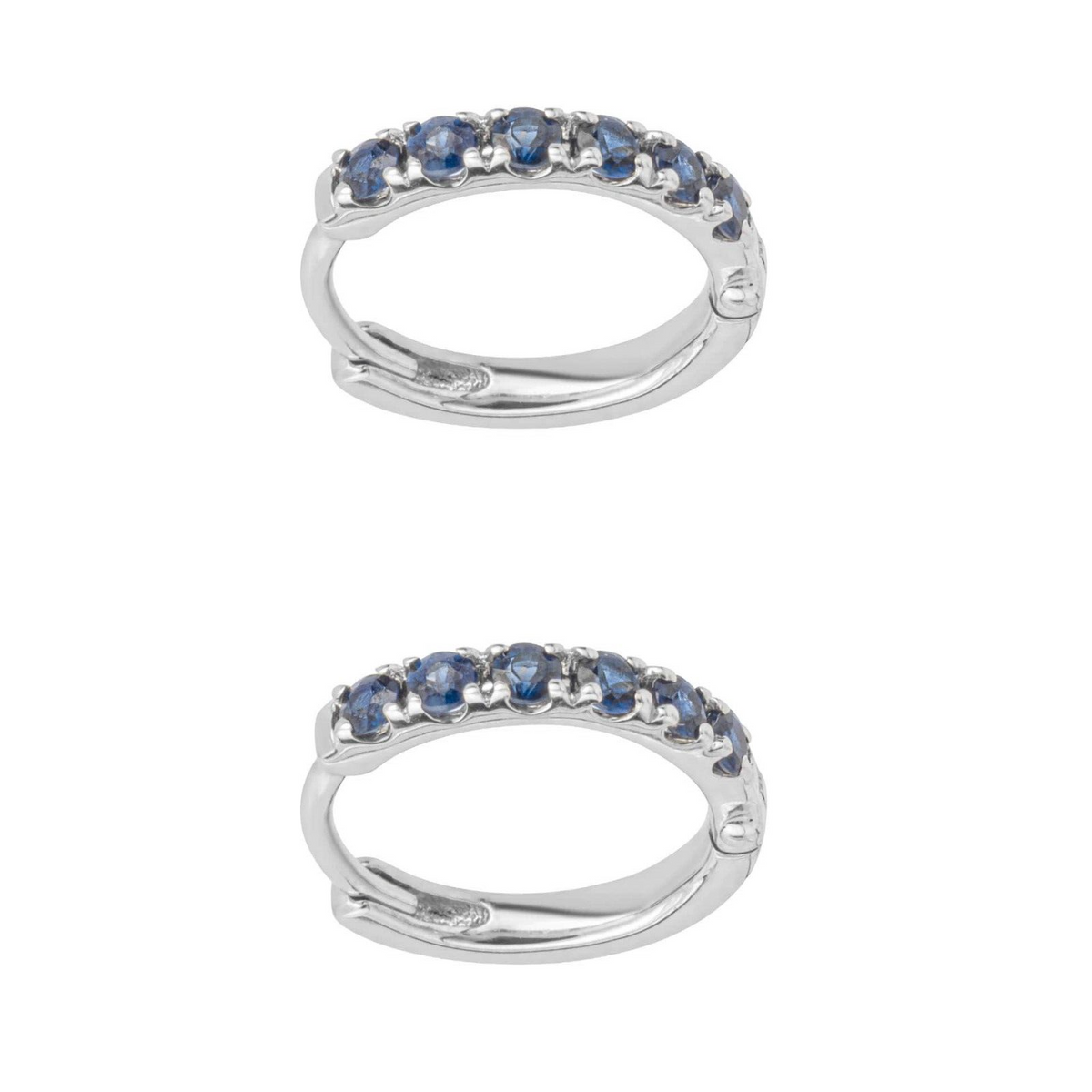 6 Stone Sapphire Hoop Earrings 9ct White Gold 375 Hallmarked British Made