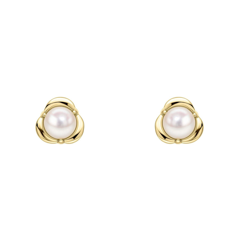 Natural Pearl Statement Stud Earrings 9ct Yellow Gold 375 Hallmark British Made