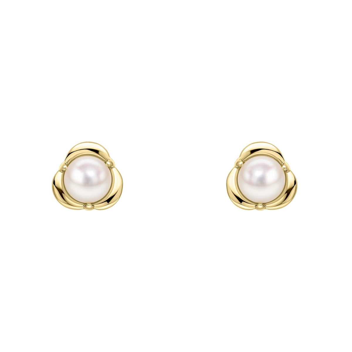 Natural Pearl Statement Stud Earrings 9ct Yellow Gold 375 Hallmark British Made
