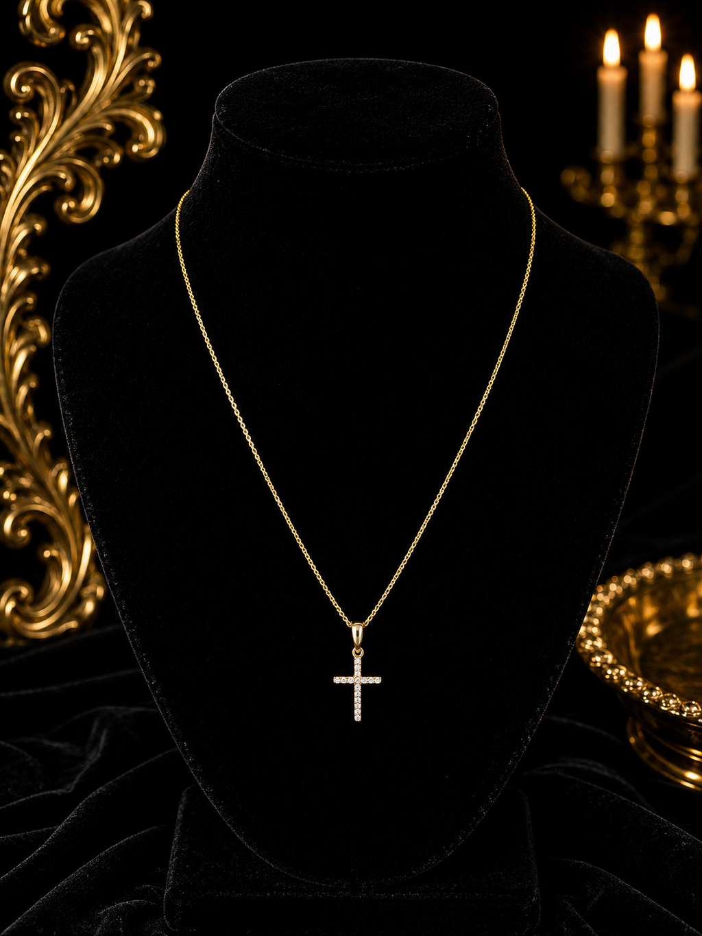 Diamond Cross Pendant 9ct Yellow Gold 375 Hallmarked British Made
