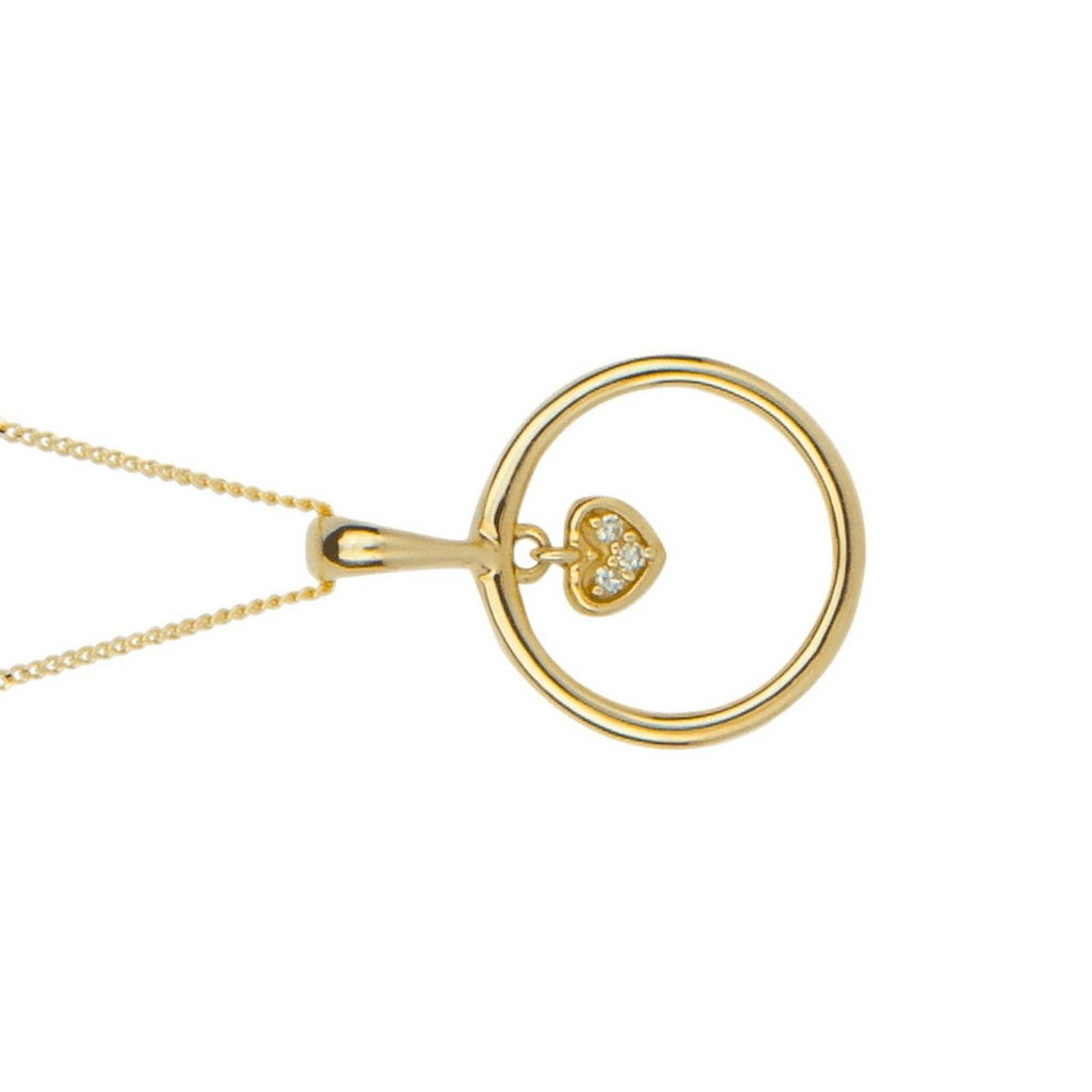 Heart Charm Diamond Pendant 9ct Yellow Gold 375 Hallmarked British Made