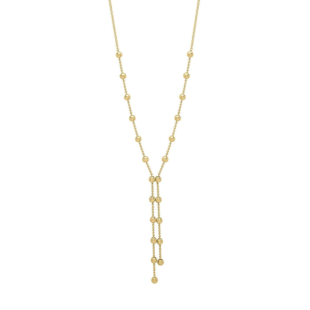 Ball Chain Necklace Lariat 9ct Yellow Gold 375 Hallmarked British Made 43cm