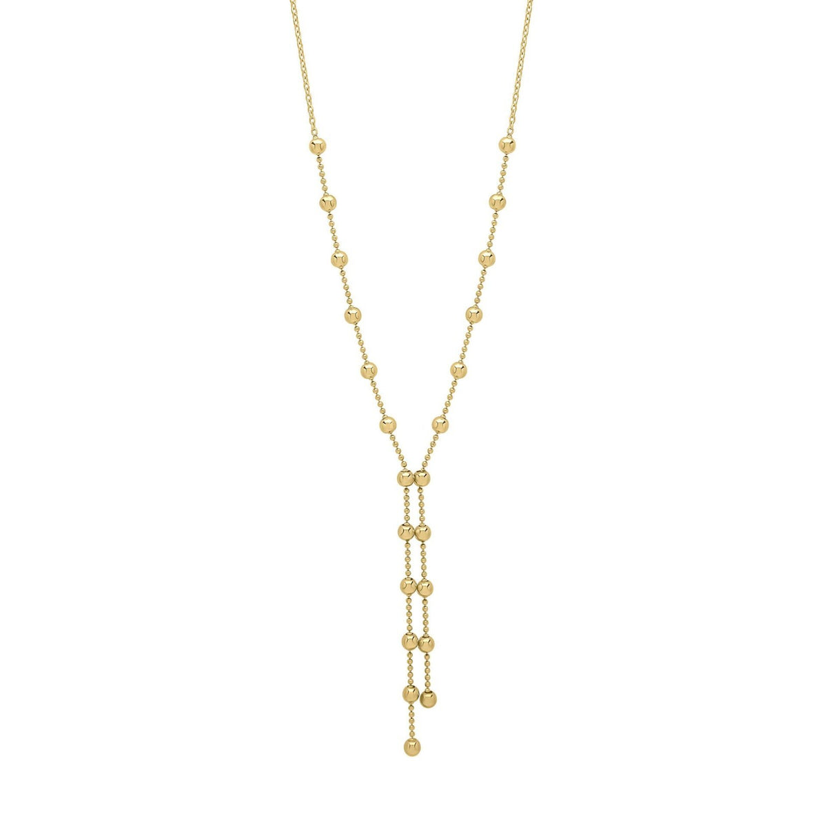 Ball Chain Necklace Lariat 9ct Yellow Gold 375 Hallmarked British Made 43cm