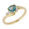 Trillion Blue/White Topaz Ring 9ct Yellow Gold 375 Hallmarked Ring Sizes L - Q