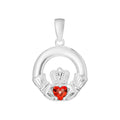 Ruby Claddagh Pendant Sterling Silver 925 Hallmarked All Chain Lengths