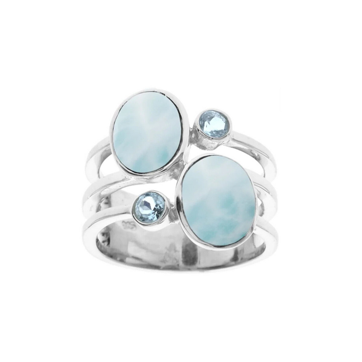 Blue Topaz Split Ring Sterling Silver 925 Hallmarked British Made Size K - T