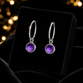 Round Amethyst Hoop Earrings Sterling Silver 925 Hallmarked Brand New Boxed