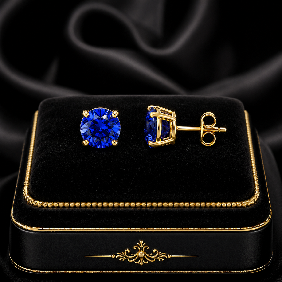 Yellow Gold Sapphire Earrings Solitaire Natural Stone 375 9 Carat New Boxed