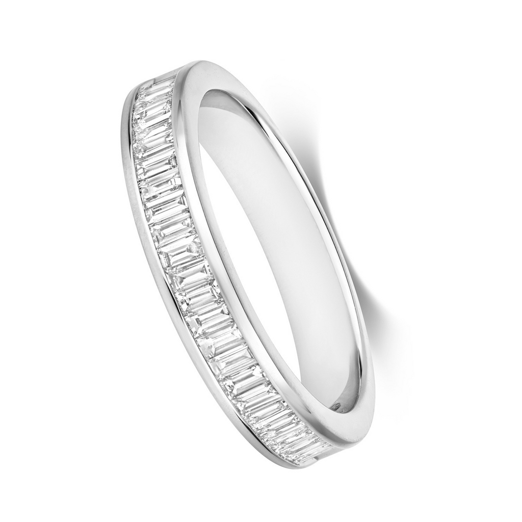 Natural Diamond Baguette Eternity Ring 18ct White Gold Hallmarked Sizes J - Q