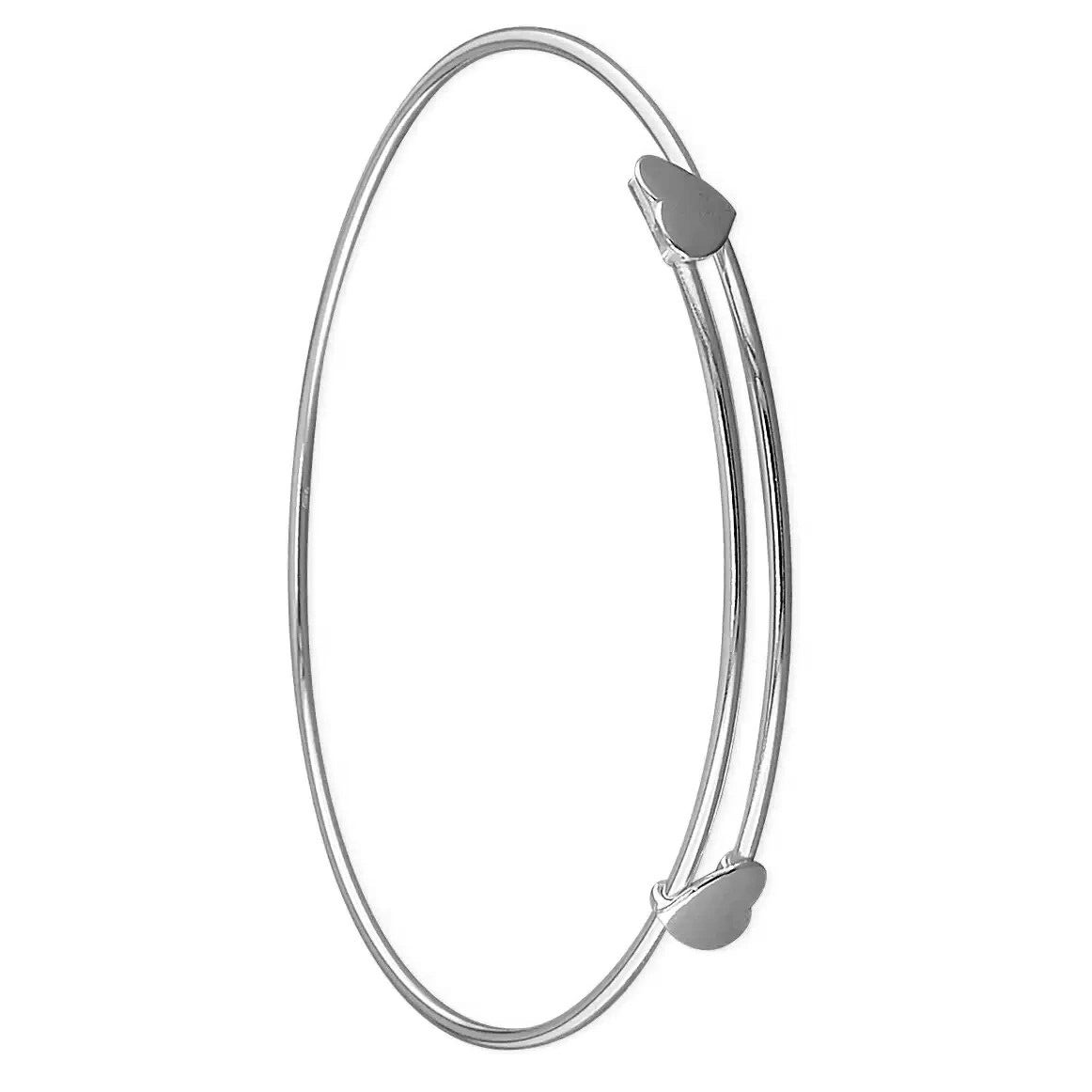 Heart Crossover Bangle Sterling Silver 925 Hallmarked British Made Brand New