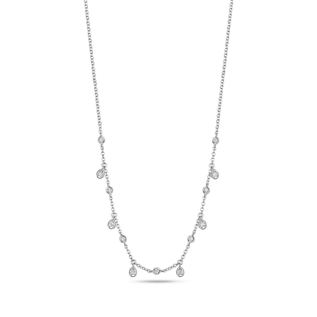 13 Natural Diamond Flush Necklace 18ct White Gold Hallmarked British Made