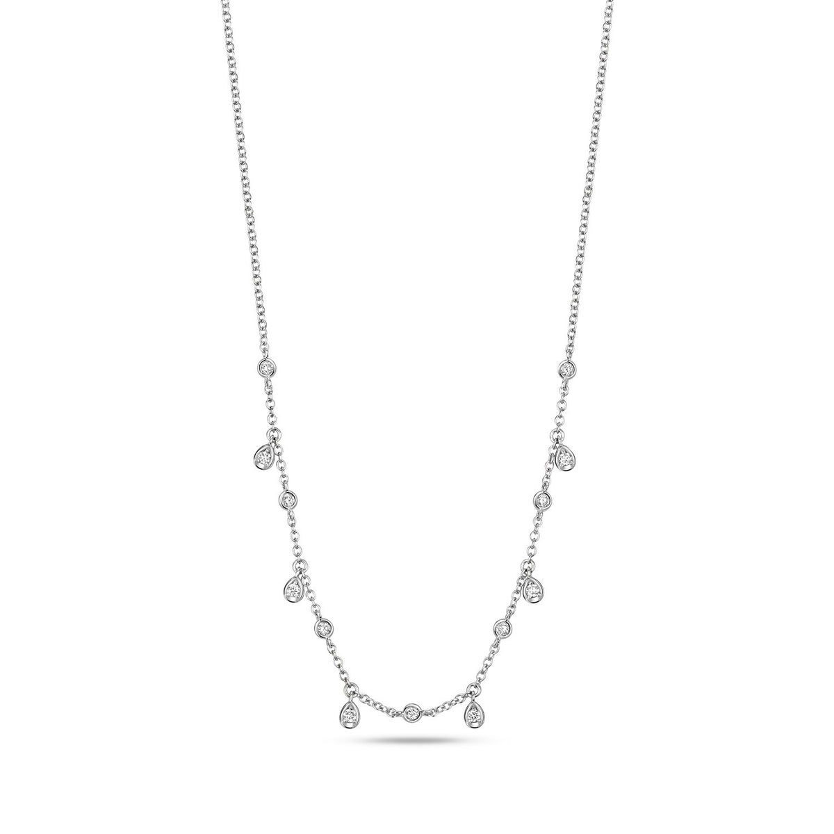 13 Natural Diamond Flush Necklace 18ct White Gold Hallmarked British Made