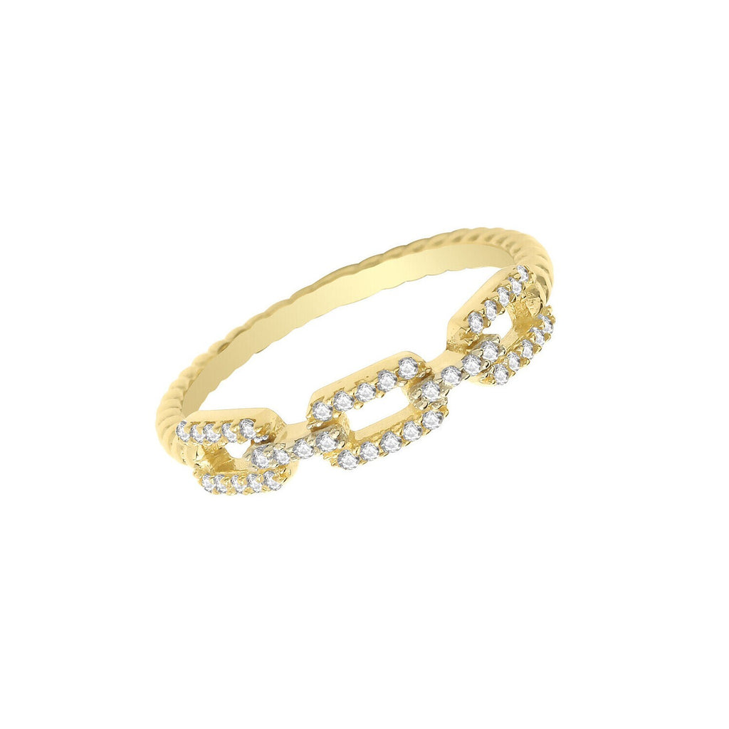 Chain Link Ring 9ct White Gold Hallmarked Sizes L - Q British Made