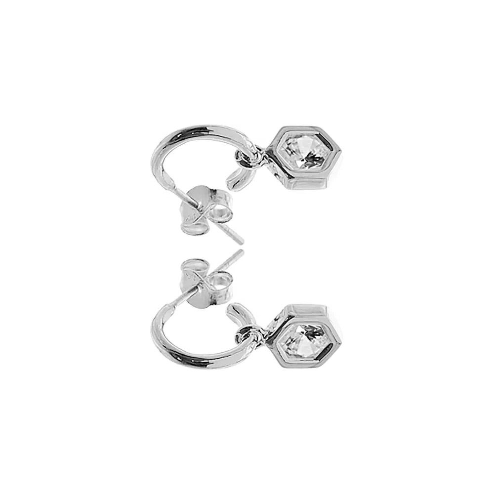 10mm Hexagonal Hoop Earrings Sterling Silver 925 Hallmarked Brand New Boxed