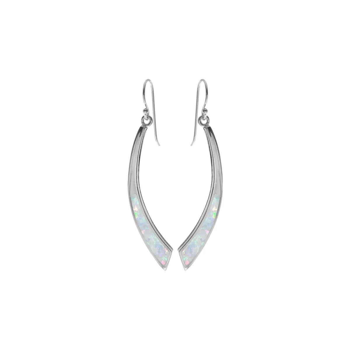 Natural White Opal Teardrop Earrings Sterling Silver 925 Hallmarked British Made