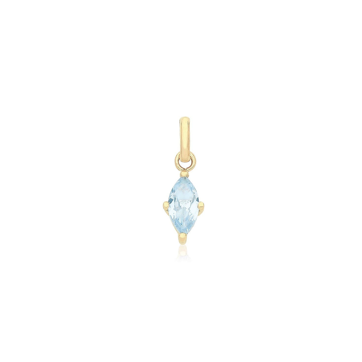 Marquise Natural Blue Topaz 9ct Yellow Gold Pendant Hallmarked All Chain Lengths