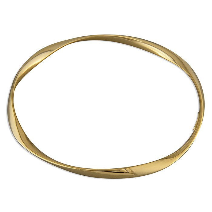 18ct Yellow Gold Crossover Bangle On Sterling Silver British Made Hallmarked
