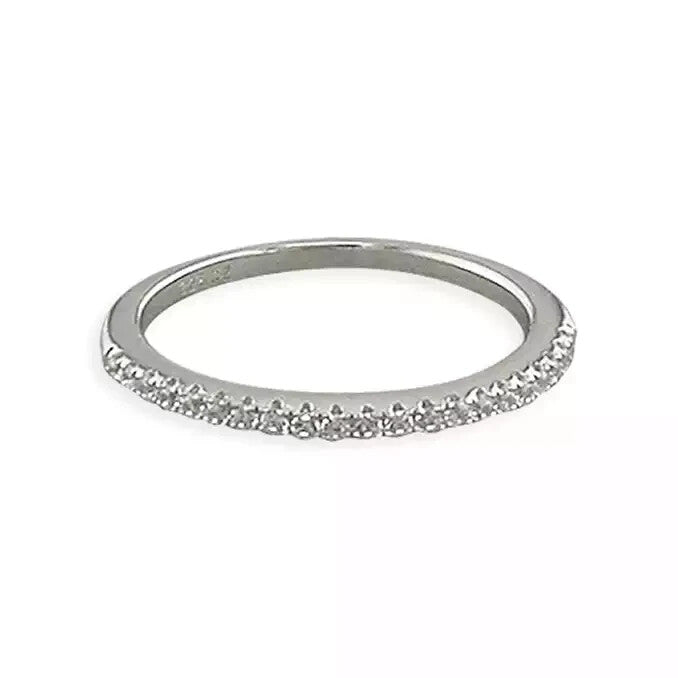 Thin Half Eternity Ring Sterling Silver 925 Hallmarked British Made Size M - S