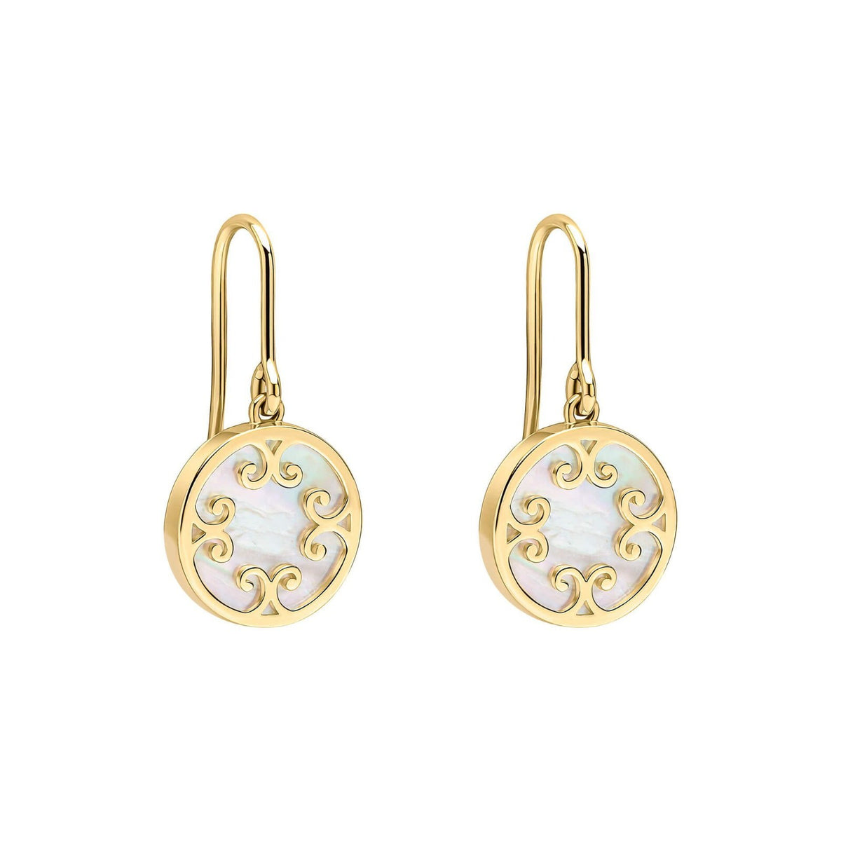 Mother Of Peal Drop Earrings British Made 9ct Yellow Gold 375 Hallmarked