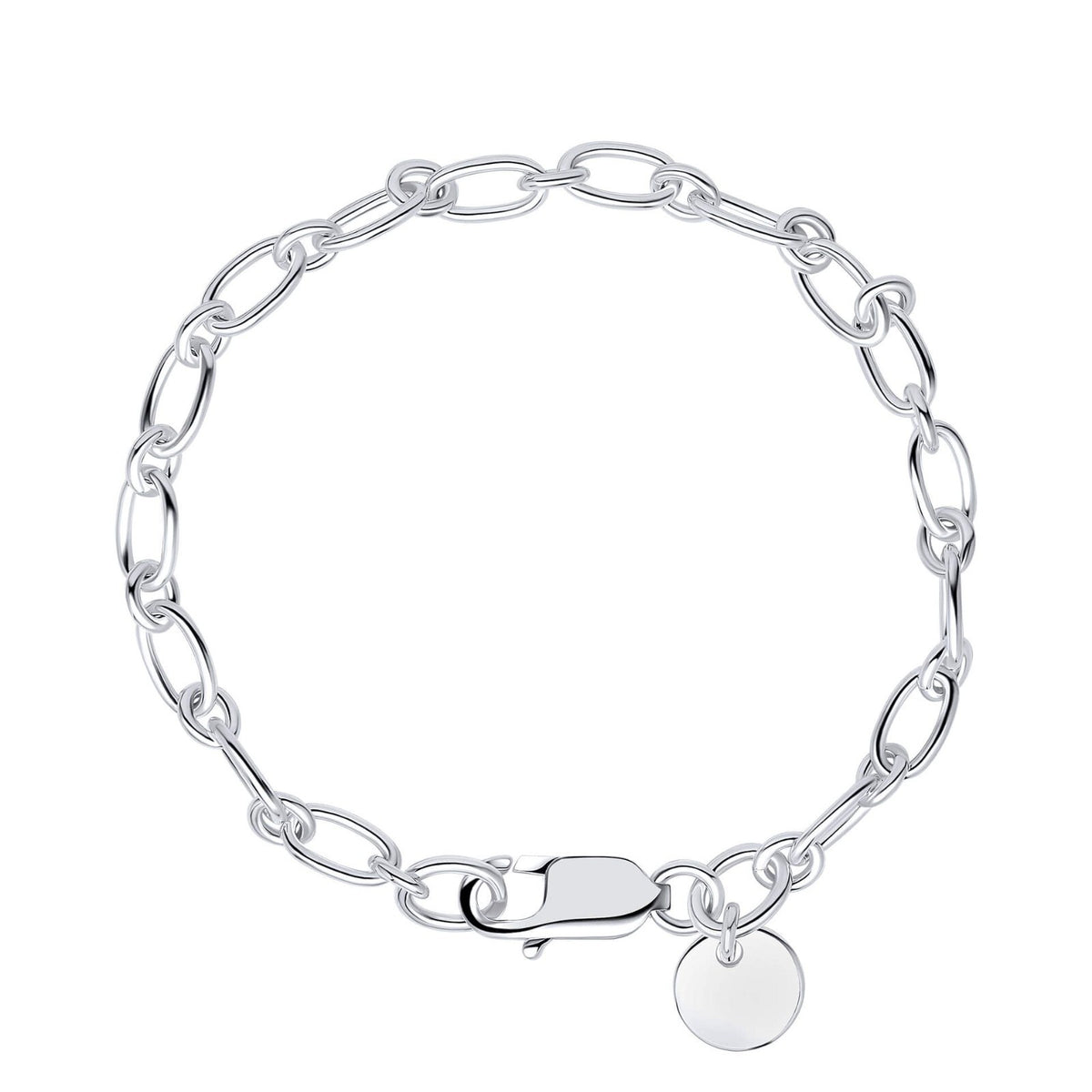 Long Link Tag Chain Bracelet Sterling Silver 925 Hallmarked Brand New Boxed