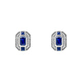 Sapphire & Diamond Pendant & Earrings Set 9ct White Gold 375 Hallmarked